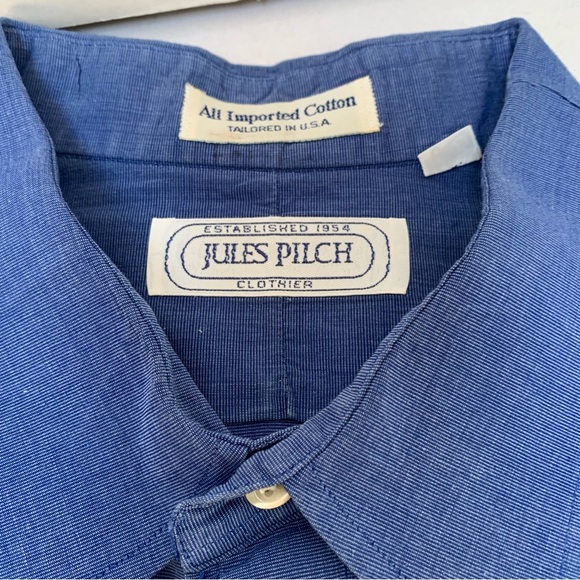 Classic Blue Dress Shirt for Men Jules Pilch Size 17-33 - Picture 3 of 10